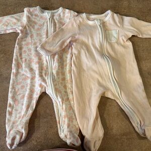 Little Me- Baby 6 Month Pink and White  Footies Pajamas